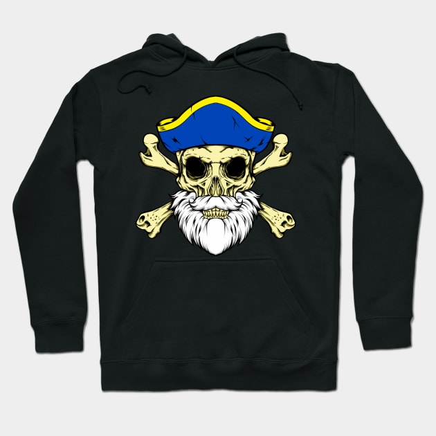 Pirate Captain - Skull with Beard Hoodie by Modern Medieval Design